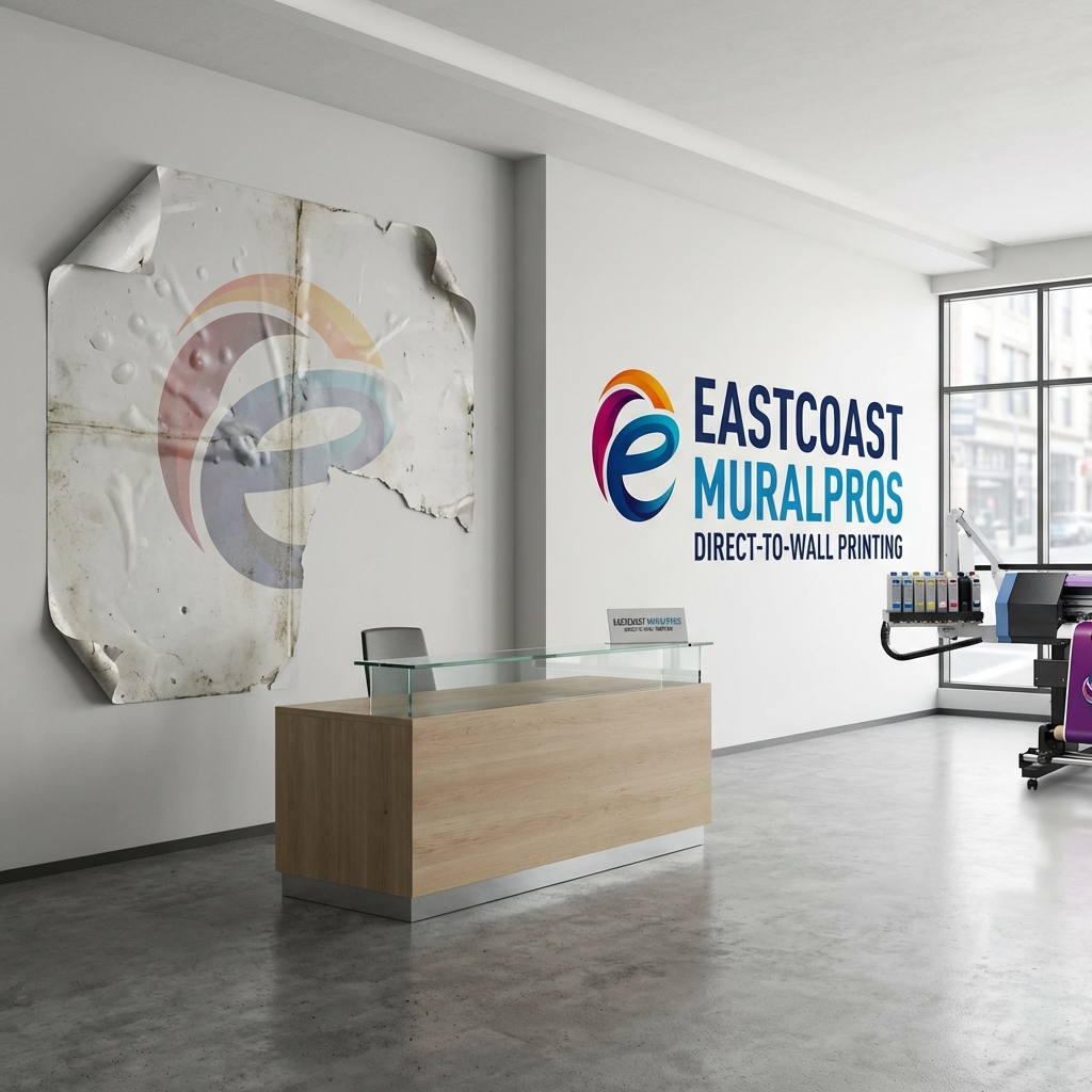 Why Vinyl Logo Walls Fail: Our Direct-to-Wall Alternative