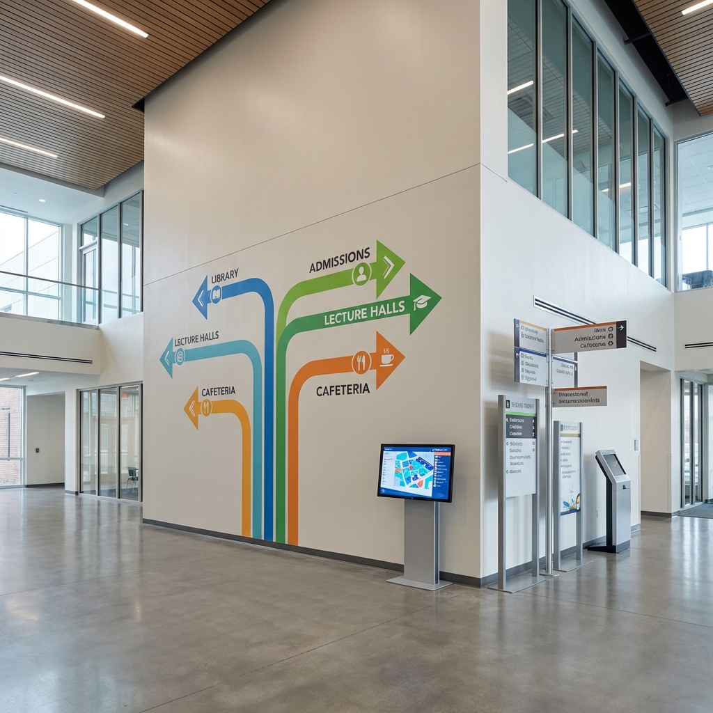How We Design Wayfinding Wall Graphics That Guide Visitors Without Cluttering Spaces
